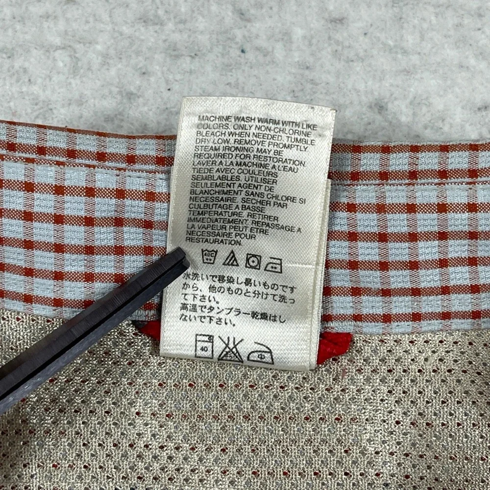 The North Face Button Down Shirt Mens XL Red‎ Gray Check Short Sleeve Outdoor